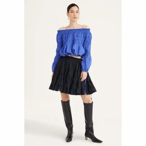 Merlette smocked Abbot blouse elegant evening top off-shoulder statement sleeves